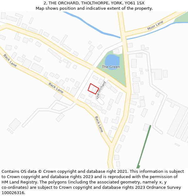 2, THE ORCHARD, THOLTHORPE, YORK, YO61 1SX: Location map and indicative extent of plot