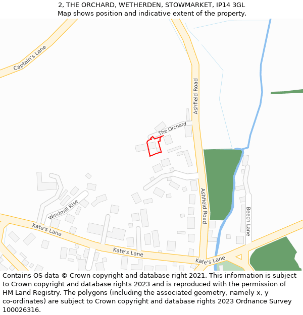 2, THE ORCHARD, WETHERDEN, STOWMARKET, IP14 3GL: Location map and indicative extent of plot