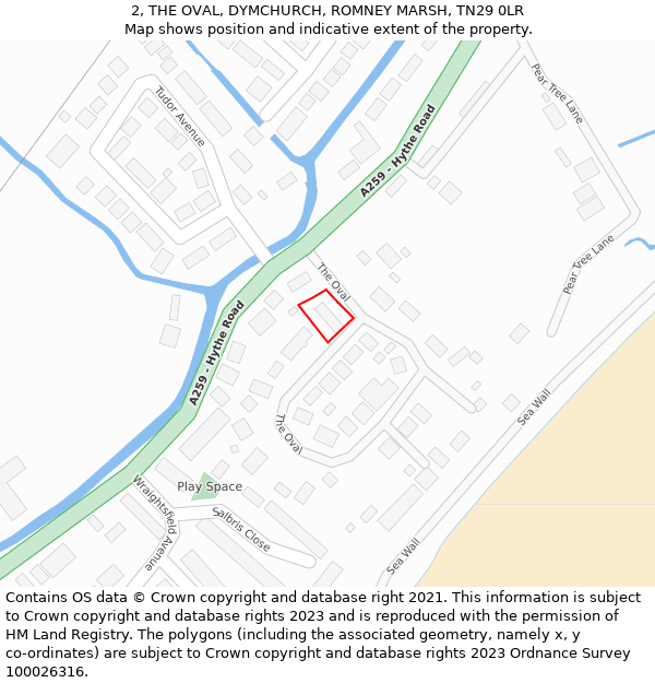 2, THE OVAL, DYMCHURCH, ROMNEY MARSH, TN29 0LR: Location map and indicative extent of plot