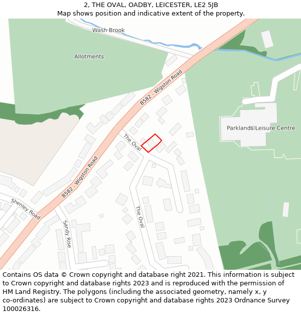 2, THE OVAL, OADBY, LEICESTER, LE2 5JB: Location map and indicative extent of plot