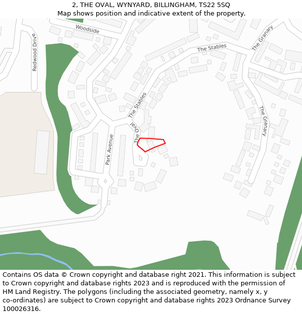 2, THE OVAL, WYNYARD, BILLINGHAM, TS22 5SQ: Location map and indicative extent of plot