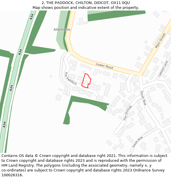2, THE PADDOCK, CHILTON, DIDCOT, OX11 0QU: Location map and indicative extent of plot