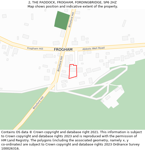 2, THE PADDOCK, FROGHAM, FORDINGBRIDGE, SP6 2HZ: Location map and indicative extent of plot