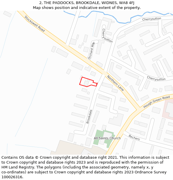 2, THE PADDOCKS, BROOKDALE, WIDNES, WA8 4FJ: Location map and indicative extent of plot