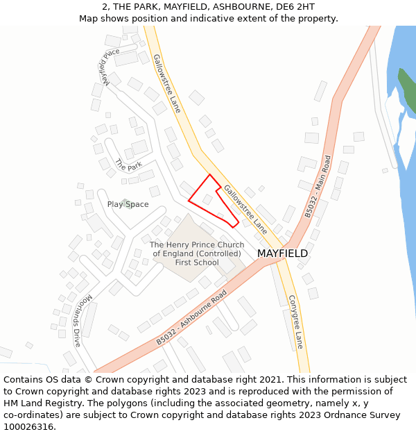 2, THE PARK, MAYFIELD, ASHBOURNE, DE6 2HT: Location map and indicative extent of plot