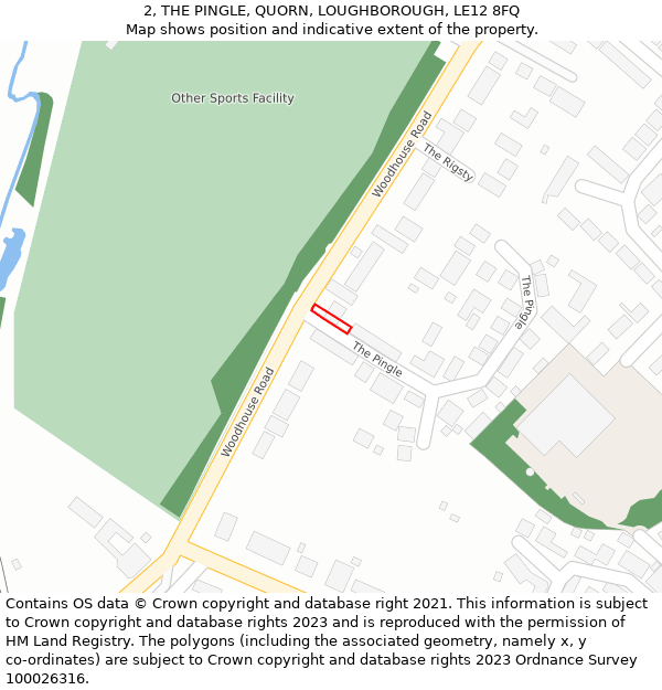2, THE PINGLE, QUORN, LOUGHBOROUGH, LE12 8FQ: Location map and indicative extent of plot