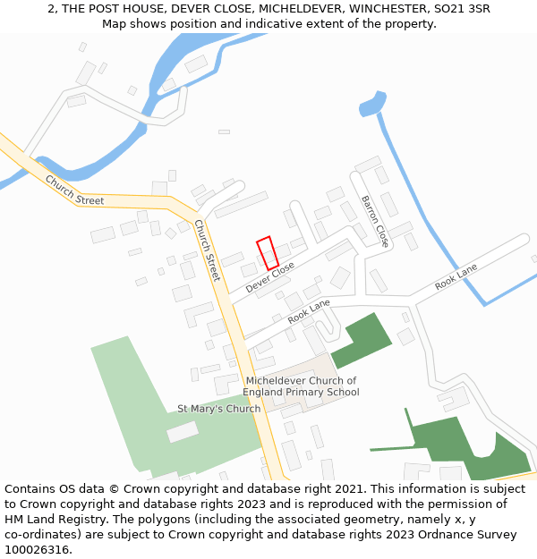 2, THE POST HOUSE, DEVER CLOSE, MICHELDEVER, WINCHESTER, SO21 3SR: Location map and indicative extent of plot