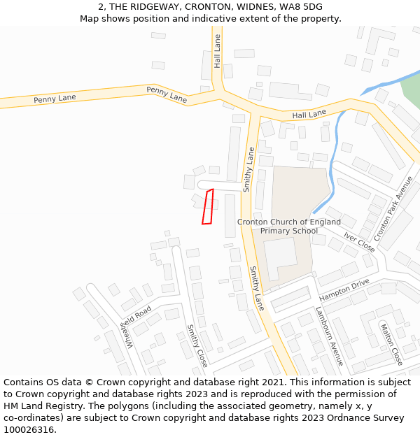 2, THE RIDGEWAY, CRONTON, WIDNES, WA8 5DG: Location map and indicative extent of plot