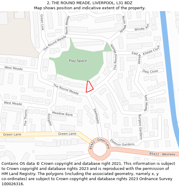 2, THE ROUND MEADE, LIVERPOOL, L31 8DZ: Location map and indicative extent of plot