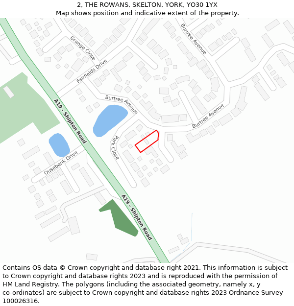 2, THE ROWANS, SKELTON, YORK, YO30 1YX: Location map and indicative extent of plot