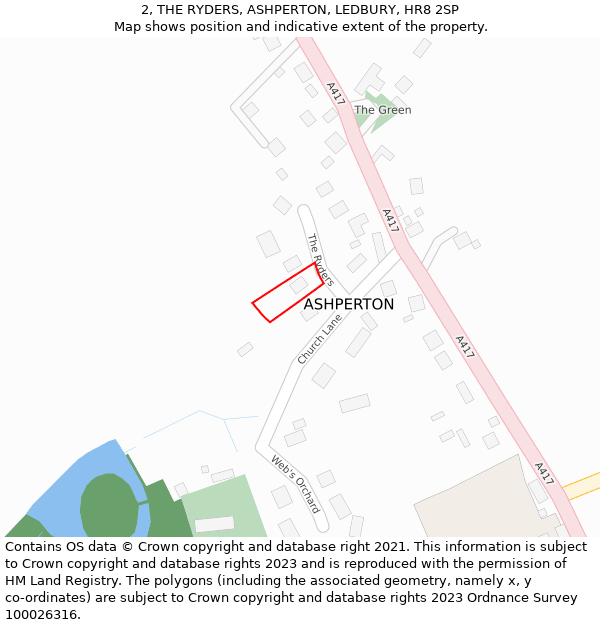 2, THE RYDERS, ASHPERTON, LEDBURY, HR8 2SP: Location map and indicative extent of plot