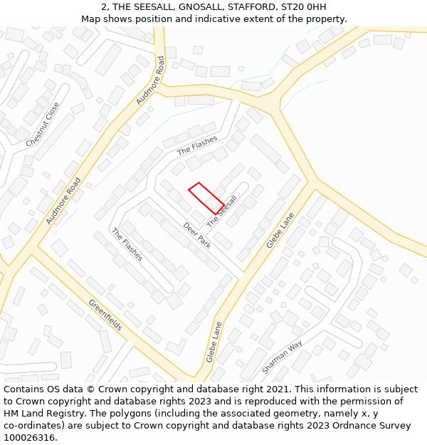 2, THE SEESALL, GNOSALL, STAFFORD, ST20 0HH: Location map and indicative extent of plot