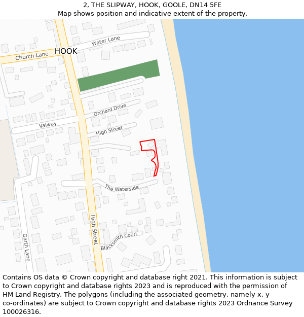 2, THE SLIPWAY, HOOK, GOOLE, DN14 5FE: Location map and indicative extent of plot