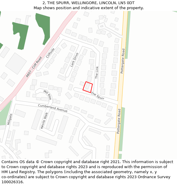 2, THE SPURR, WELLINGORE, LINCOLN, LN5 0DT: Location map and indicative extent of plot