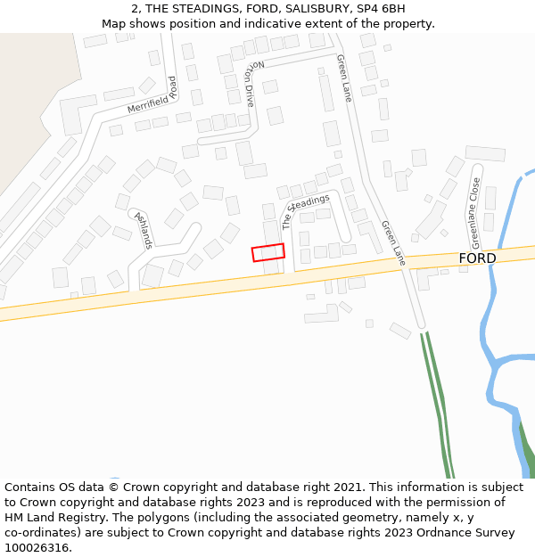 2, THE STEADINGS, FORD, SALISBURY, SP4 6BH: Location map and indicative extent of plot