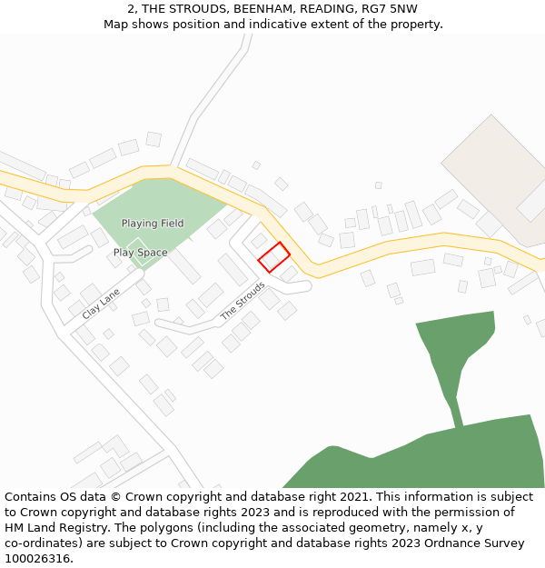 2, THE STROUDS, BEENHAM, READING, RG7 5NW: Location map and indicative extent of plot