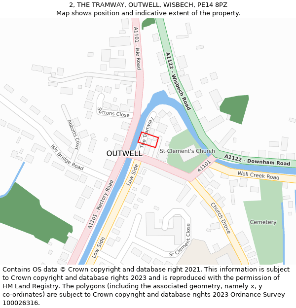 2, THE TRAMWAY, OUTWELL, WISBECH, PE14 8PZ: Location map and indicative extent of plot