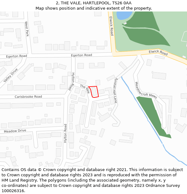 2, THE VALE, HARTLEPOOL, TS26 0AA: Location map and indicative extent of plot