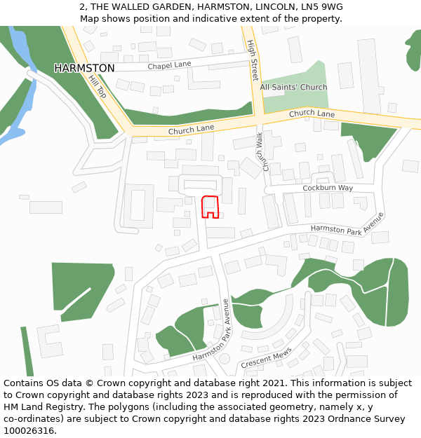 2, THE WALLED GARDEN, HARMSTON, LINCOLN, LN5 9WG: Location map and indicative extent of plot