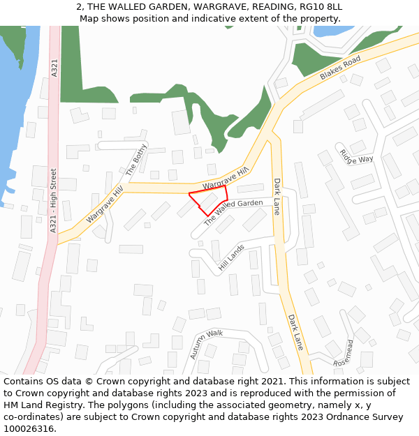 2, THE WALLED GARDEN, WARGRAVE, READING, RG10 8LL: Location map and indicative extent of plot