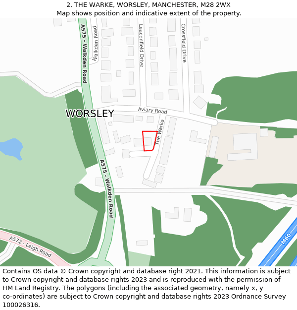 2, THE WARKE, WORSLEY, MANCHESTER, M28 2WX: Location map and indicative extent of plot