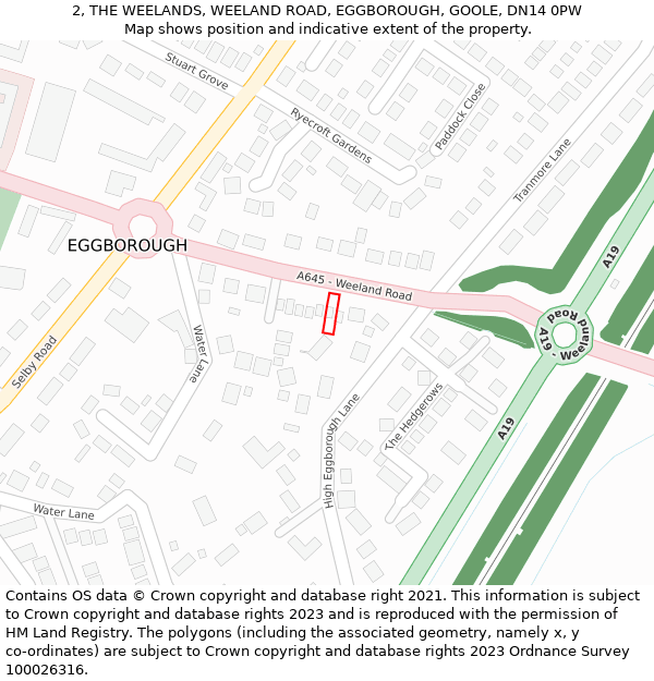 2, THE WEELANDS, WEELAND ROAD, EGGBOROUGH, GOOLE, DN14 0PW: Location map and indicative extent of plot