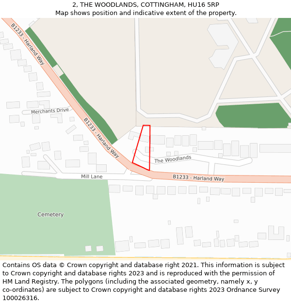 2, THE WOODLANDS, COTTINGHAM, HU16 5RP: Location map and indicative extent of plot