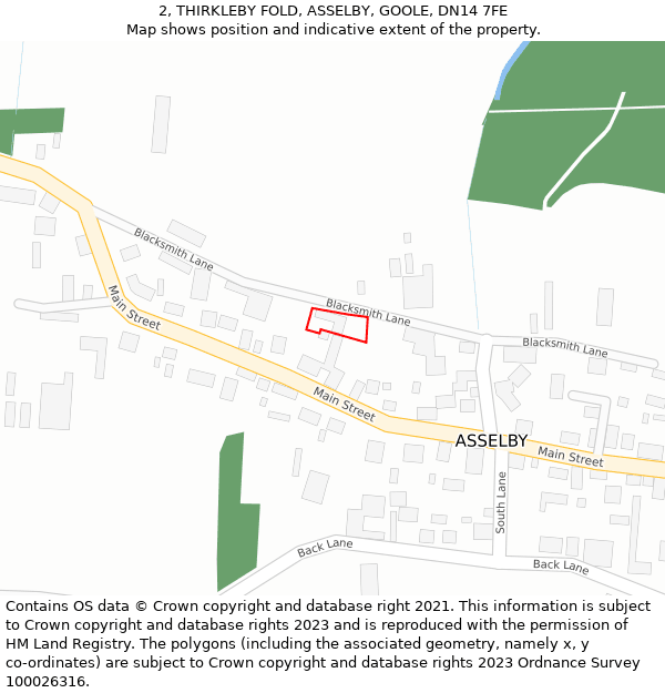 2, THIRKLEBY FOLD, ASSELBY, GOOLE, DN14 7FE: Location map and indicative extent of plot