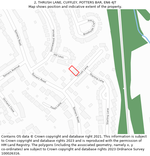 2, THRUSH LANE, CUFFLEY, POTTERS BAR, EN6 4JT: Location map and indicative extent of plot