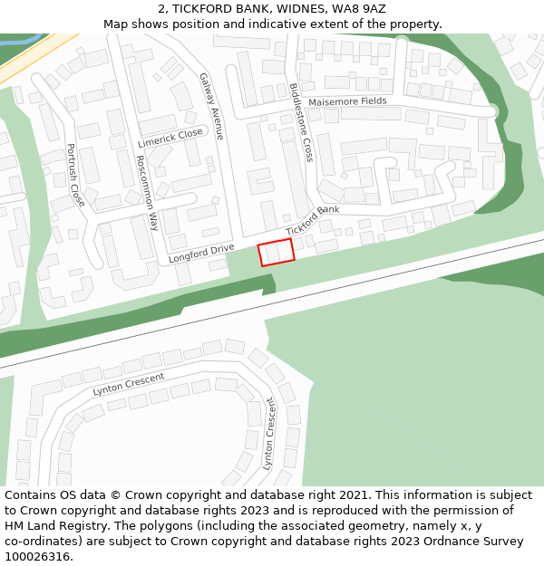 2, TICKFORD BANK, WIDNES, WA8 9AZ: Location map and indicative extent of plot