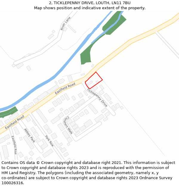 2, TICKLEPENNY DRIVE, LOUTH, LN11 7BU: Location map and indicative extent of plot