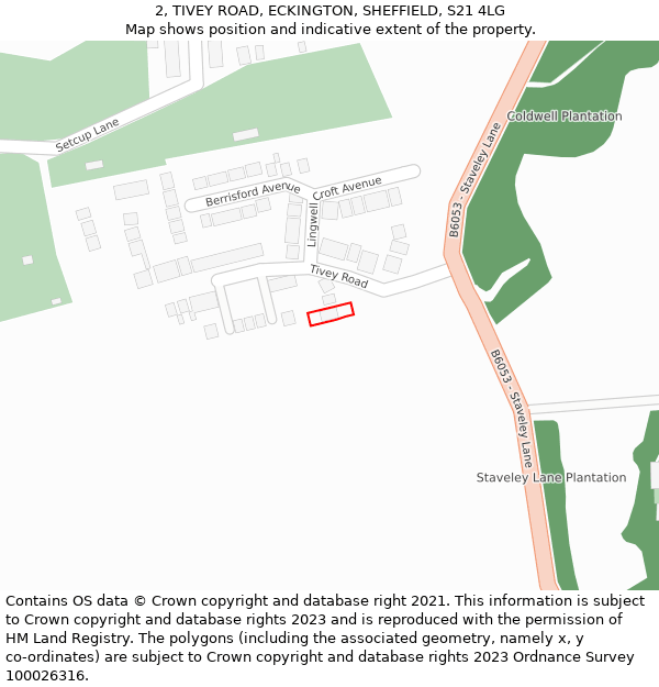 2, TIVEY ROAD, ECKINGTON, SHEFFIELD, S21 4LG: Location map and indicative extent of plot