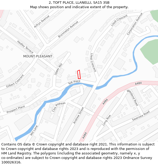 2, TOFT PLACE, LLANELLI, SA15 3SB: Location map and indicative extent of plot