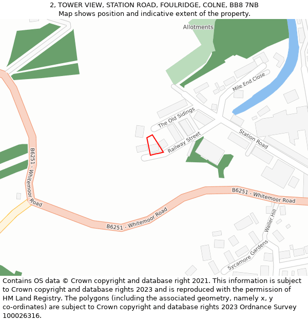 2, TOWER VIEW, STATION ROAD, FOULRIDGE, COLNE, BB8 7NB: Location map and indicative extent of plot