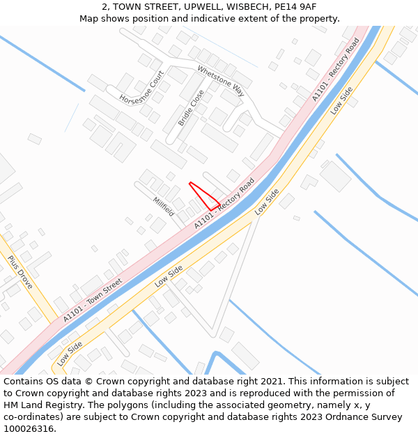 2, TOWN STREET, UPWELL, WISBECH, PE14 9AF: Location map and indicative extent of plot