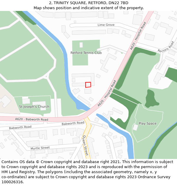 2, TRINITY SQUARE, RETFORD, DN22 7BD: Location map and indicative extent of plot