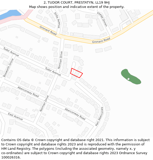 2, TUDOR COURT, PRESTATYN, LL19 9HJ: Location map and indicative extent of plot