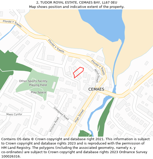 2, TUDOR ROYAL ESTATE, CEMAES BAY, LL67 0EU: Location map and indicative extent of plot