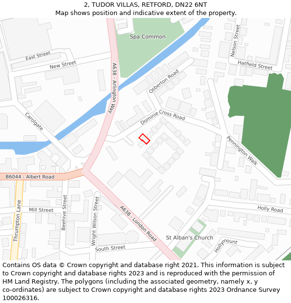 2, TUDOR VILLAS, RETFORD, DN22 6NT: Location map and indicative extent of plot