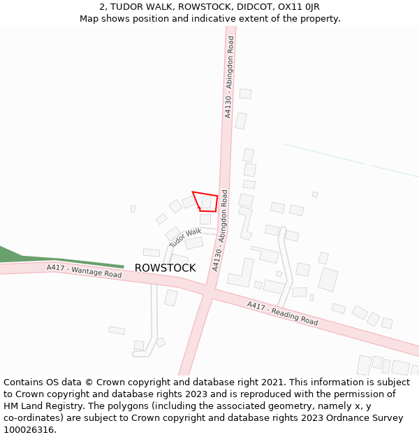 2, TUDOR WALK, ROWSTOCK, DIDCOT, OX11 0JR: Location map and indicative extent of plot