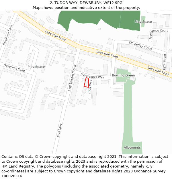 2, TUDOR WAY, DEWSBURY, WF12 9PG: Location map and indicative extent of plot