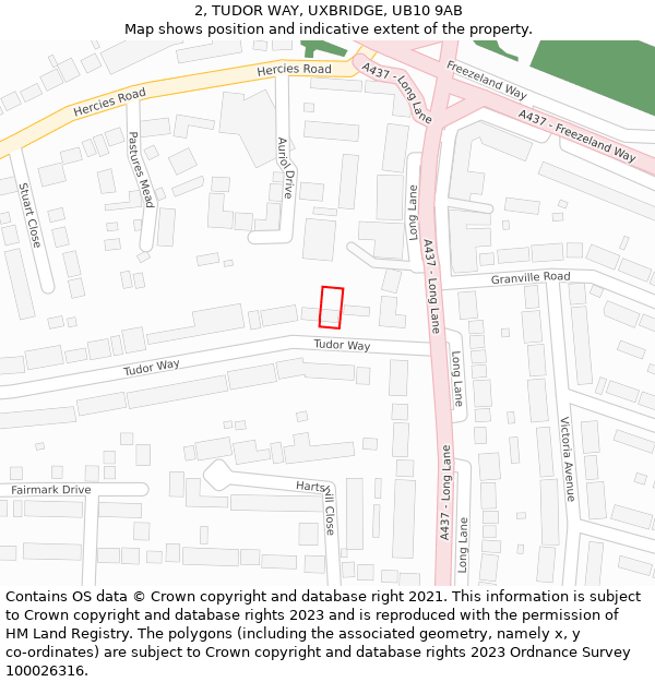 2, TUDOR WAY, UXBRIDGE, UB10 9AB: Location map and indicative extent of plot