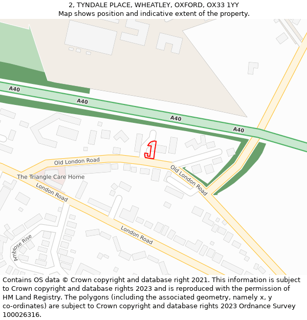 2, TYNDALE PLACE, WHEATLEY, OXFORD, OX33 1YY: Location map and indicative extent of plot