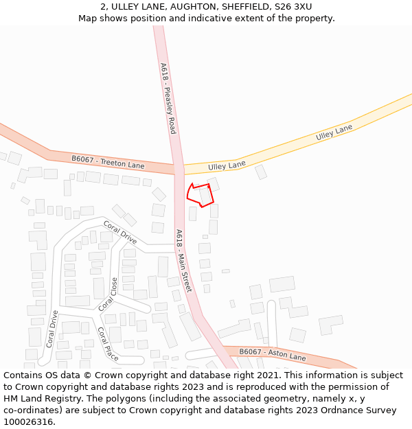 2, ULLEY LANE, AUGHTON, SHEFFIELD, S26 3XU: Location map and indicative extent of plot