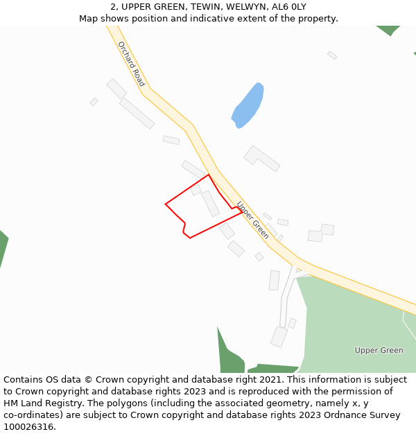 2, UPPER GREEN, TEWIN, WELWYN, AL6 0LY: Location map and indicative extent of plot
