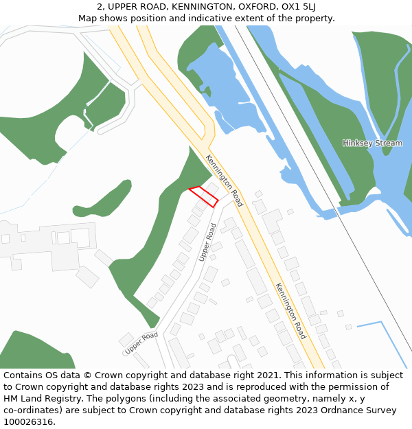 2, UPPER ROAD, KENNINGTON, OXFORD, OX1 5LJ: Location map and indicative extent of plot