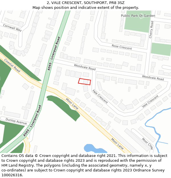 2, VALE CRESCENT, SOUTHPORT, PR8 3SZ: Location map and indicative extent of plot