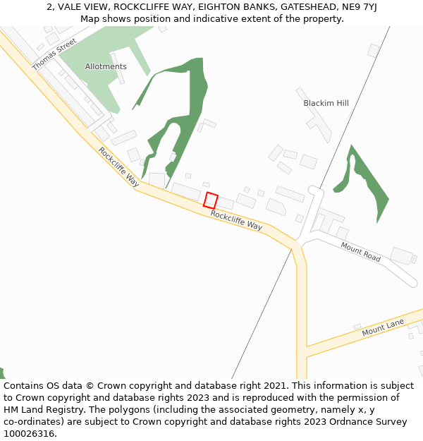 2, VALE VIEW, ROCKCLIFFE WAY, EIGHTON BANKS, GATESHEAD, NE9 7YJ: Location map and indicative extent of plot