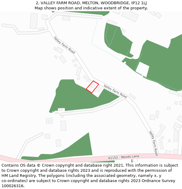 2, VALLEY FARM ROAD, MELTON, WOODBRIDGE, IP12 1LJ: Location map and indicative extent of plot