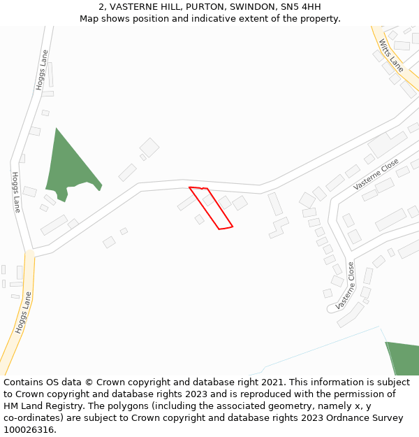 2, VASTERNE HILL, PURTON, SWINDON, SN5 4HH: Location map and indicative extent of plot